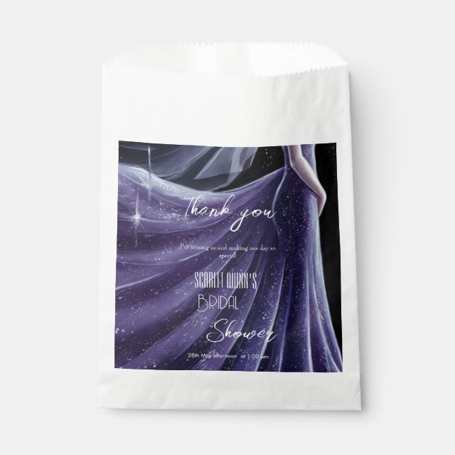 Bolsa De Papel Boda púrpura moderno con ducha de novia#3 (Anverso)