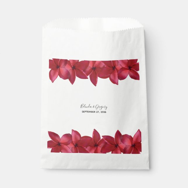 Bolsa De Papel Boda Red Plumeria Frangipani (Anverso)