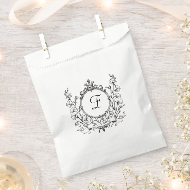 Bolsa De Papel Boda Regal Classic Monograma Escudo (Cortado)