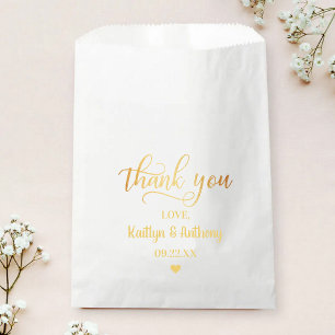 Bolsa De Papel Boda Relieve metalizado dorado de moda Gracias