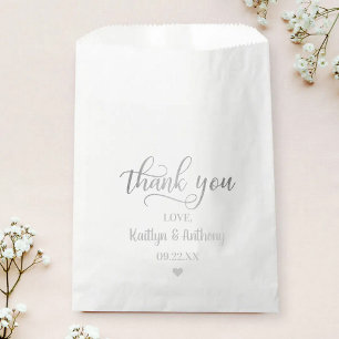 Bolsa De Papel Boda Relieve metalizado plateado de moda Gracias