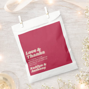 Bolsa De Papel boda Retro Groovy Viva Magenta de los años 70