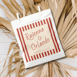 Bolsa De Papel Boda Retro Minimalista con Rayas de Marfil Rojo