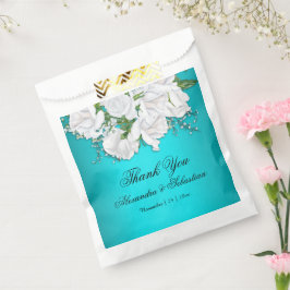 Bolsa De Papel Boda Romantic Aqua y Rosas