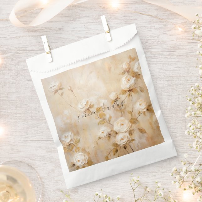 Bolsa De Papel Boda Romántico Cream White Roses (Cortado)