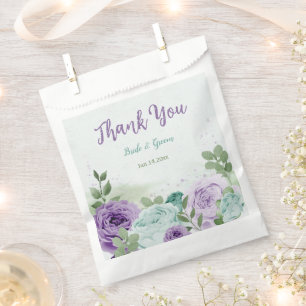 Bolsa De Papel boda romántico de flores moradas azules verdes