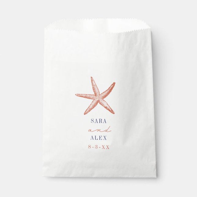 Bolsa De Papel Boda Rustic Red Starfish Beach (Anverso)