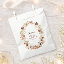 Bolsa De Papel Boda Rústica Boho con Flores en Borgona Personaliz