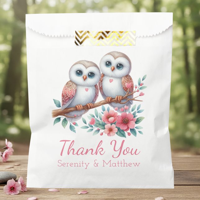 Bolsa De Papel Boda rústica boho de bosque de búhos agradecimient (Subido por el creador)