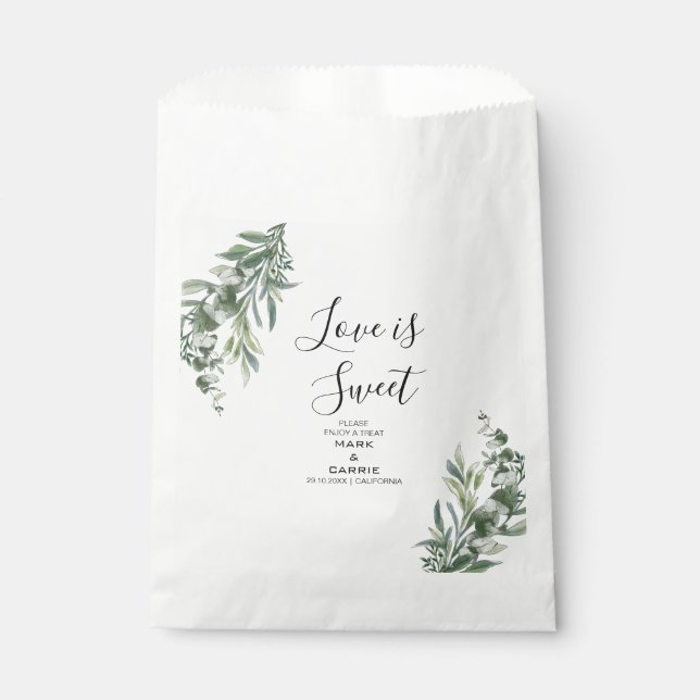 Bolsa De Papel Boda rústica con vegetación de eucalipto (Anverso)