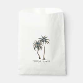 Bolsa De Papel Boda Rústica Costera con Palma Tropical