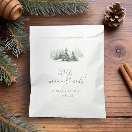 Bolsa De Papel Boda Rústica de Invierno gracias a Forest Green ID
