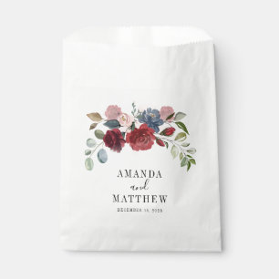 Bolsa De Papel Boda Rústica Floral Borgoña