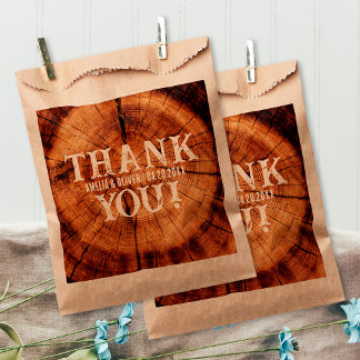 Bolsa De Papel Boda Rústica Vintage Árbol de Madera Agradecimient