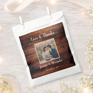 Bolsa De Papel Boda Rústico de la madera de grano Amor