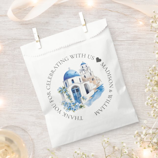 Bolsa De Papel Boda Santorini Personalizado Mínimo (Cortado)