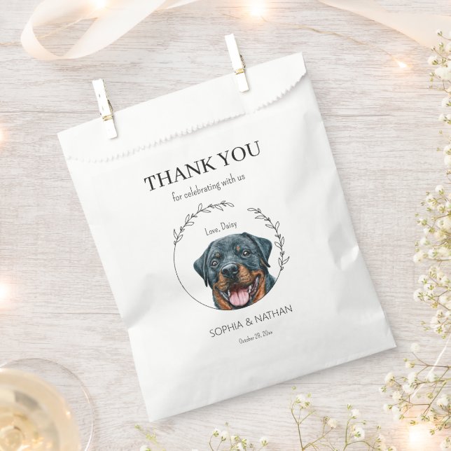 Bolsa De Papel Boda simple de perro Rottweiler Gracias (Cortado)