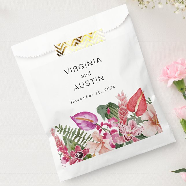 Bolsa De Papel Boda Tropical Colorida (Bright Colorful Tropical Wedding Favor Bag by Painted Paperie
)