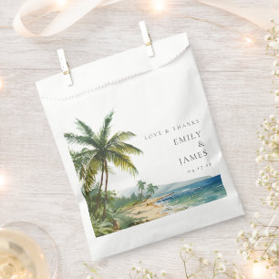 Bolsa De Papel Boda Tropical de Playa con Acuarela Moderna