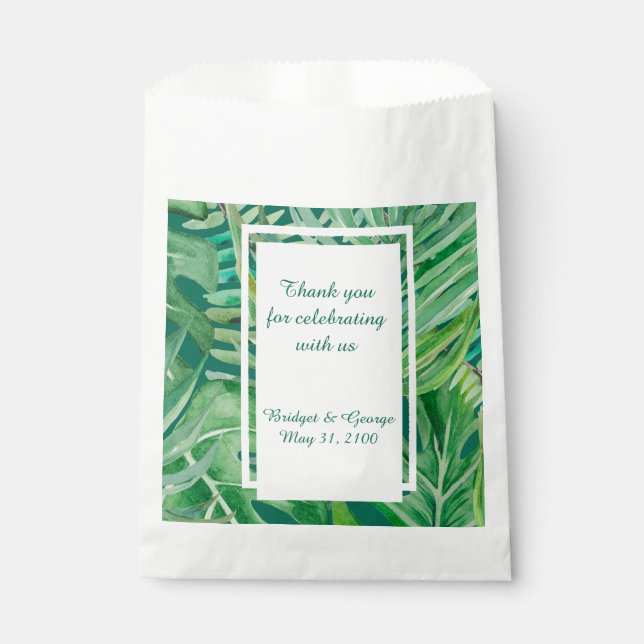Bolsa De Papel boda tropical de vegetación esmeralda (Anverso)