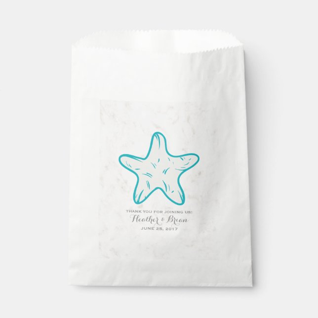 Bolsa De Papel Boda Turquoise Rustic Starfish (Anverso)