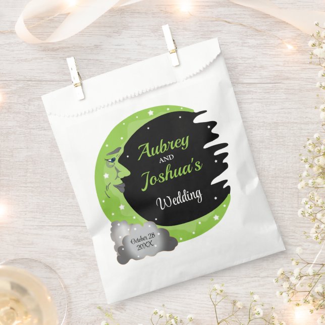 Bolsa De Papel Boda Verde Lima sobre la Luna Personalizada (Cortado)