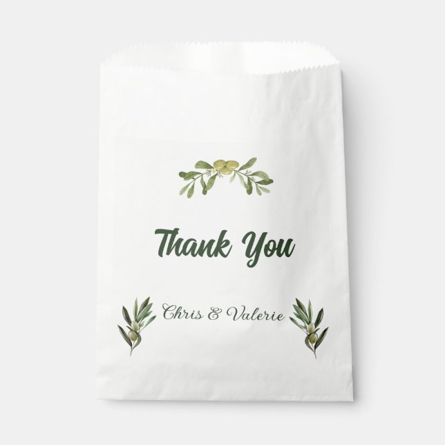 Bolsa De Papel Boda verde oliva (Anverso)
