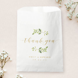 Bolsa De Papel Boda Verde y Dorado Agradecimiento