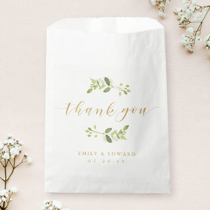Bolsa De Papel Boda Verde y Dorado Agradecimiento