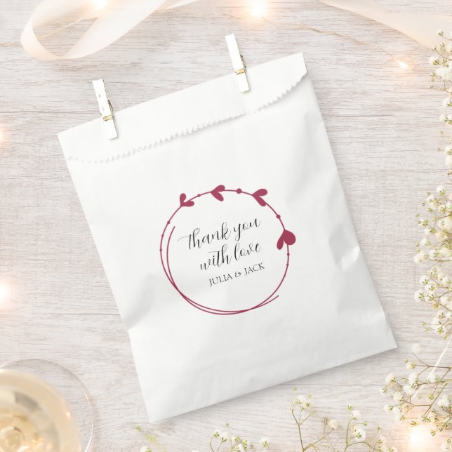 Bolsa De Papel Boda Wreath Red Simple Heart Wreath (Cortado)