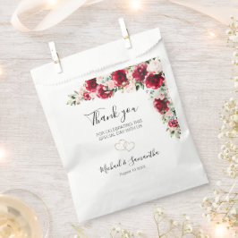 Bolsa De Papel Bodas de rosas rojas y rubor elegante