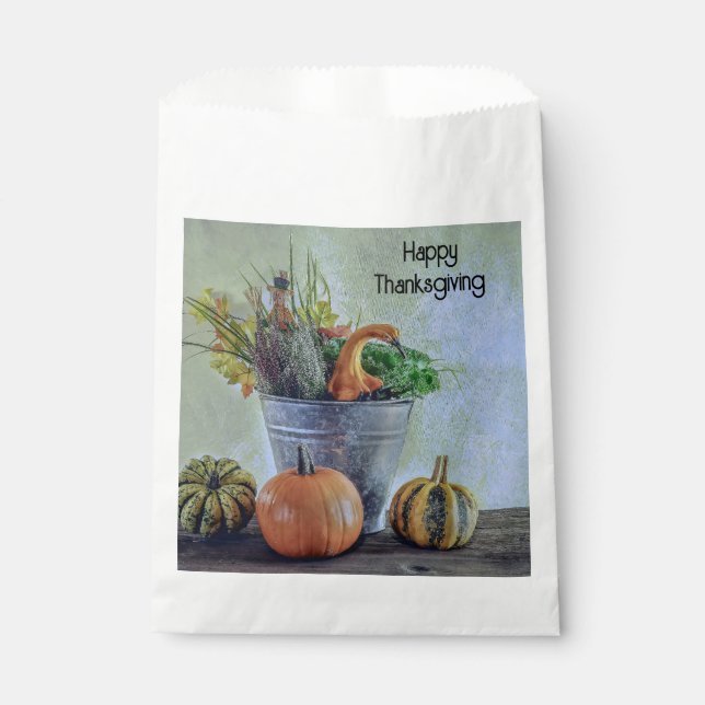 Bolsa De Papel Bodegón de otoño con calabazas, flores (Anverso)