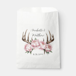 Bolsa De Papel Boho Antler con el Boda de los pueblos rosados