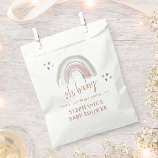 Bolsa De Papel Boho  Arcoíris Suave Baby Shower Gracias (Cortado)