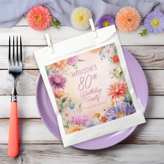 Bolsa De Papel Boho Aster Flowers Floral 80th Birthday Party