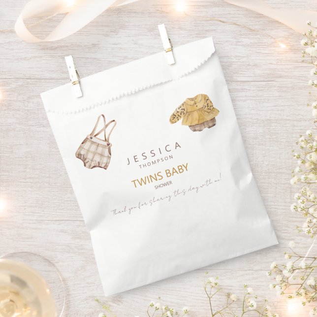Bolsa De Papel Boho Baby Clothes Twins Baby Shower Favor Bags (Cortado)