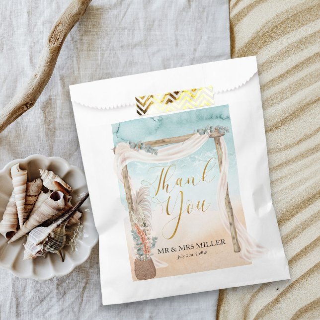 Bolsa De Papel Boho Beach Arch Destination Wedding (Boho beach wedding thank you favor bags perfect for destination wedding - Boho Beach Collection)