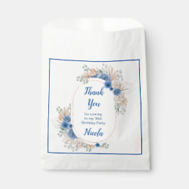 Bolsa De Papel Boho Blue Pampas Grass Cumpleaños