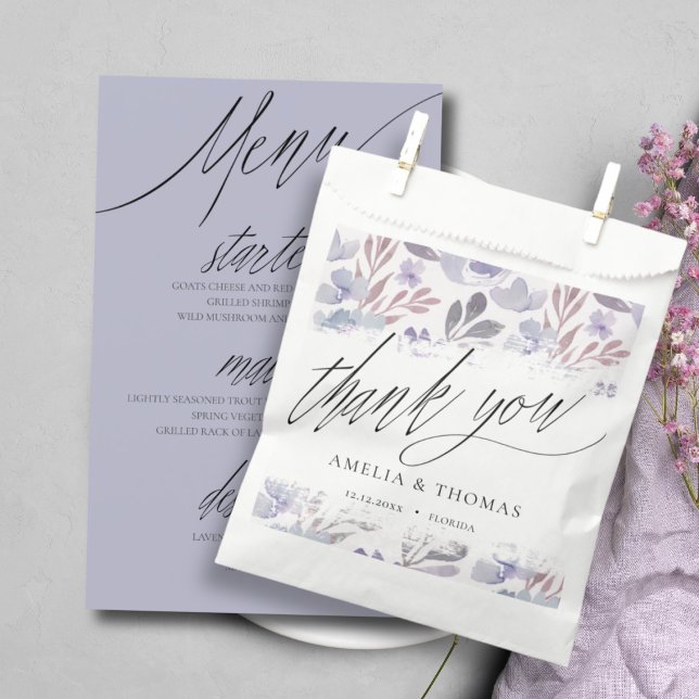 Bolsa De Papel Boho Boda Gracias Purple Floral (Subido por el creador)