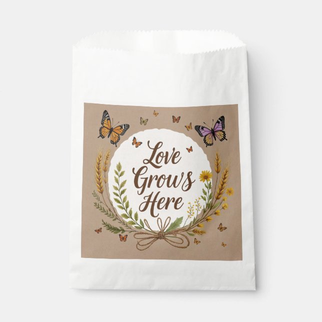 Bolsa De Papel Boho Boheme Flores silvestres, mariposas, trigo (Anverso)