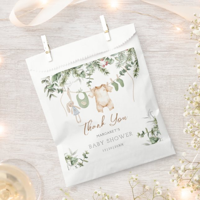 Bolsa De Papel Boho Boy Winter Baby Shower Gracias (Cortado)