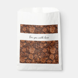 Bolsa De Papel Boho Brown Boda Floral de cuero falso