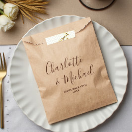 Bolsa De Papel Boho Brown Script Minimalist Wedding