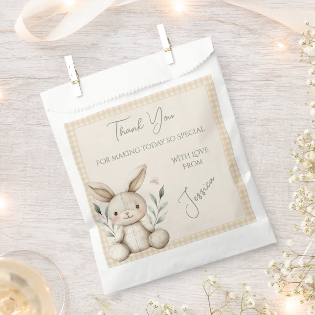 Bolsa De Papel Boho Bunny Neutral Baby Shower Favor (Cortado)