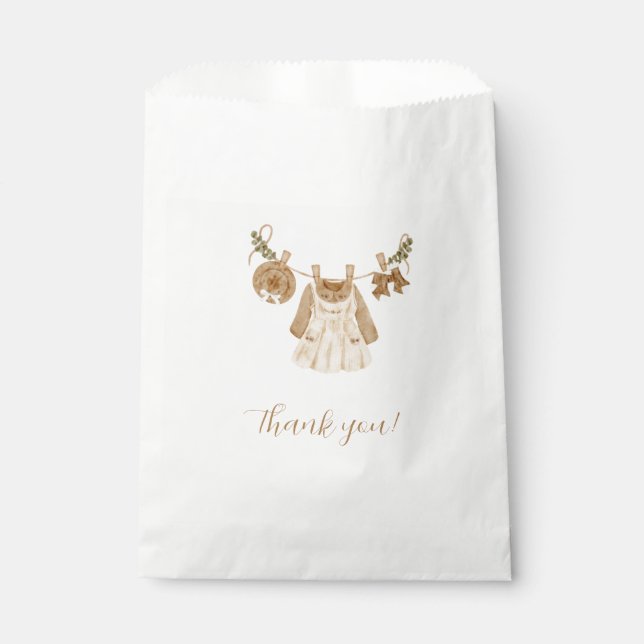 Bolsa De Papel Boho Clothesline Chica Baby Shower (Anverso)