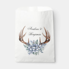 Bolsa De Papel Boho Deer Antler con el Boda de Blue Florals