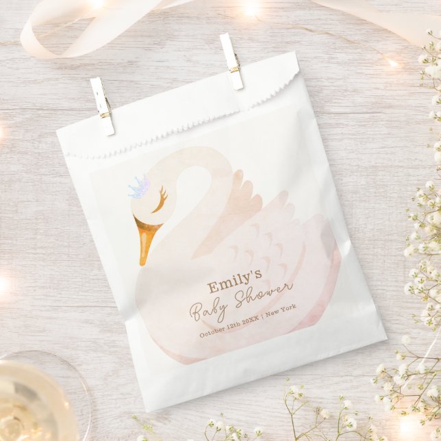 Bolsa De Papel Boho Elegant Princess Swan Chica Baby Shower (Cortado)