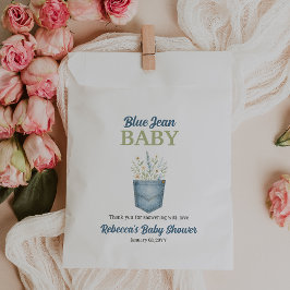 Bolsa De Papel Boho Floral Denim Pocket Blue Jean Baby Shower