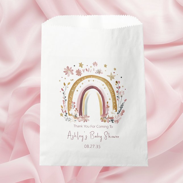 Bolsa De Papel Boho Floral Rainbow Baby Shower Gracias (Subido por el creador)