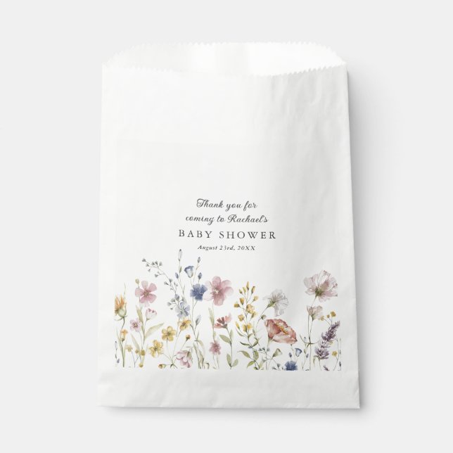 Bolsa De Papel Boho Fresh Wildflowers Baby Shower (Anverso)